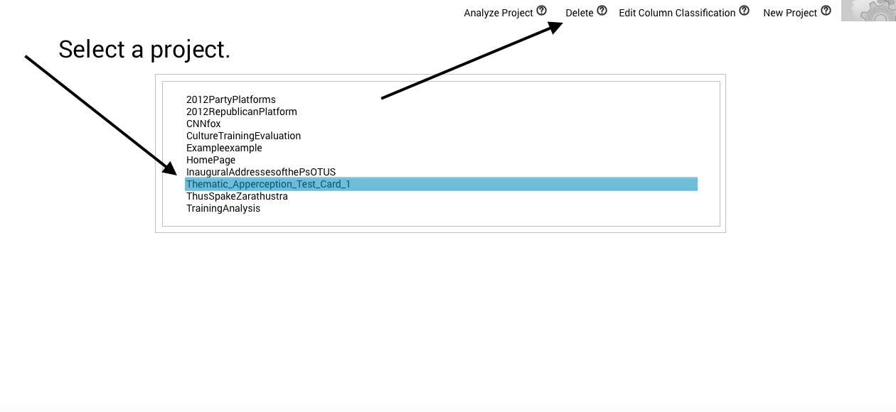 Delete previously uploaded projects with a click of the button