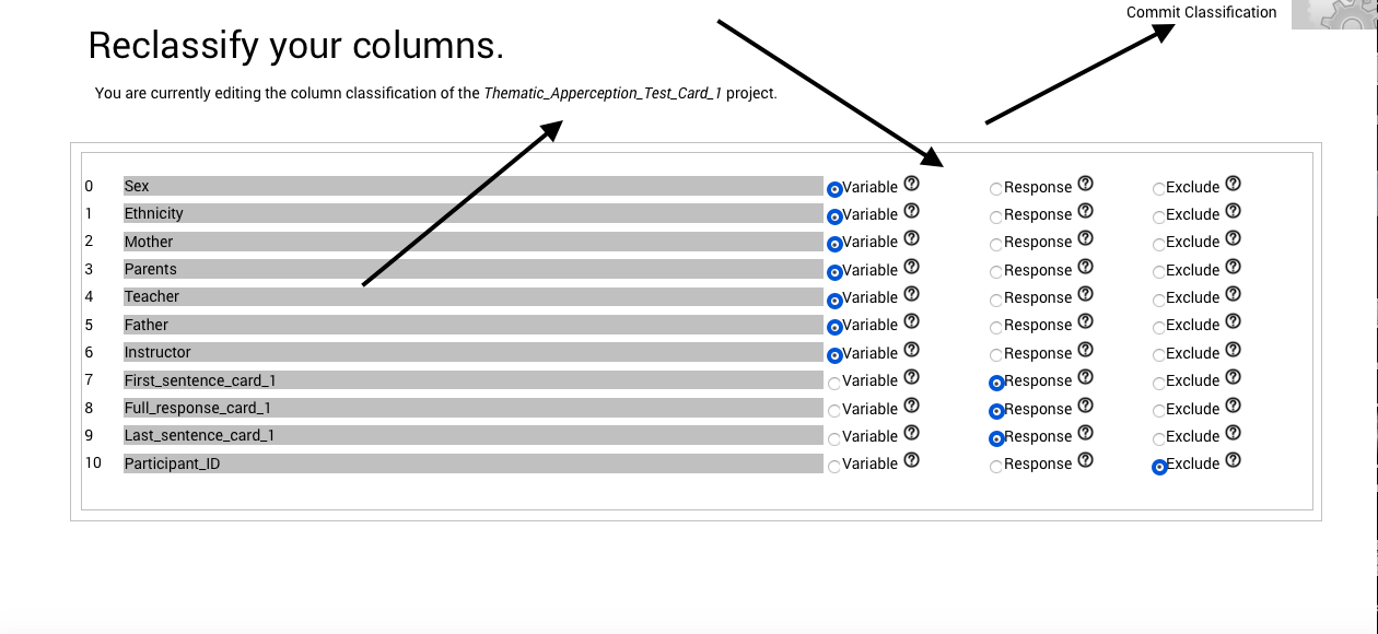 Reclassifying projects