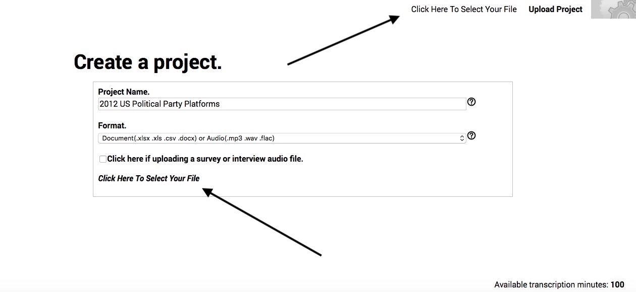 Select the file you wish to upload for analysis