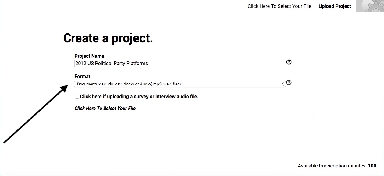 Select the format of your document or spreadsheet
